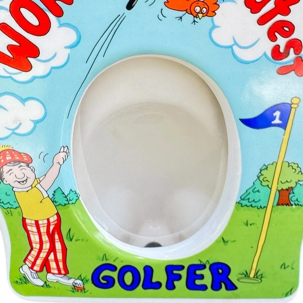 Russ Berrie Worlds Greatest Golfer Vintage Ceramic Toilet Picture Frame Gag Gift